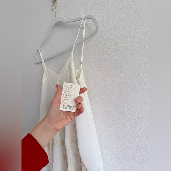 Anthropologie E by Eloise Maluku floral Embroidered Chemise lace Dress Ivory XS - Picture 4 of 10